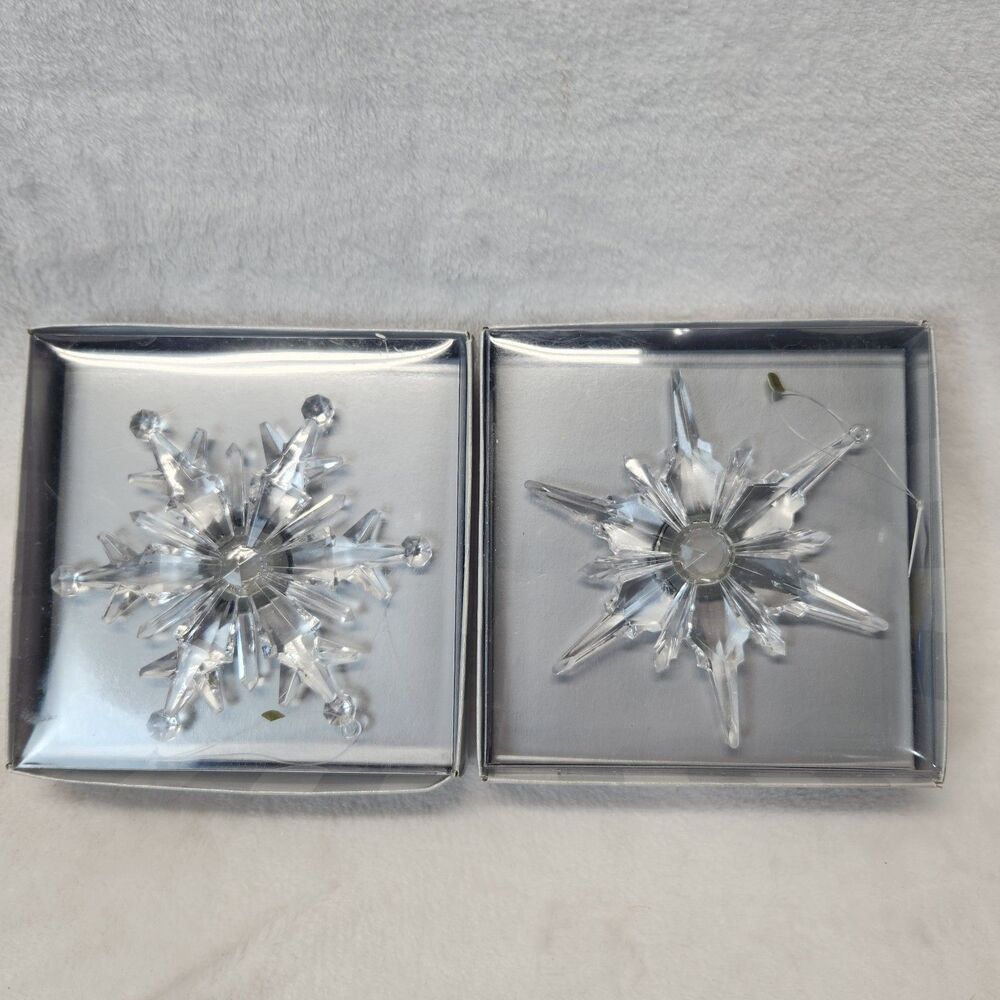 Vtg Dept 56 Northern Lights Snowflake Light Up Christmas Ornaments Lot Of 2 NEW